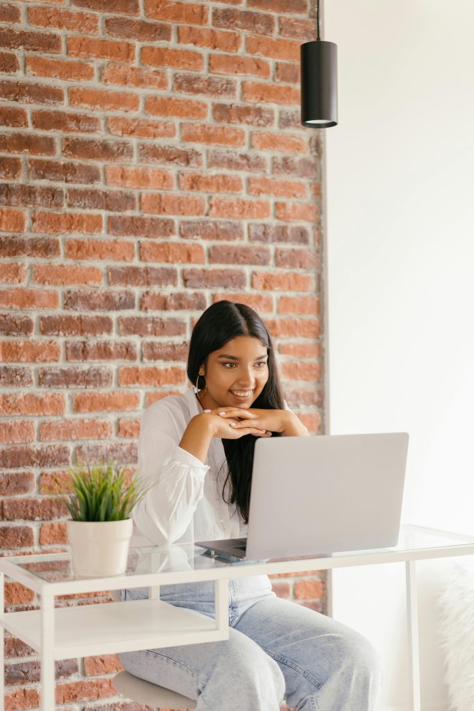 A woman studying at home